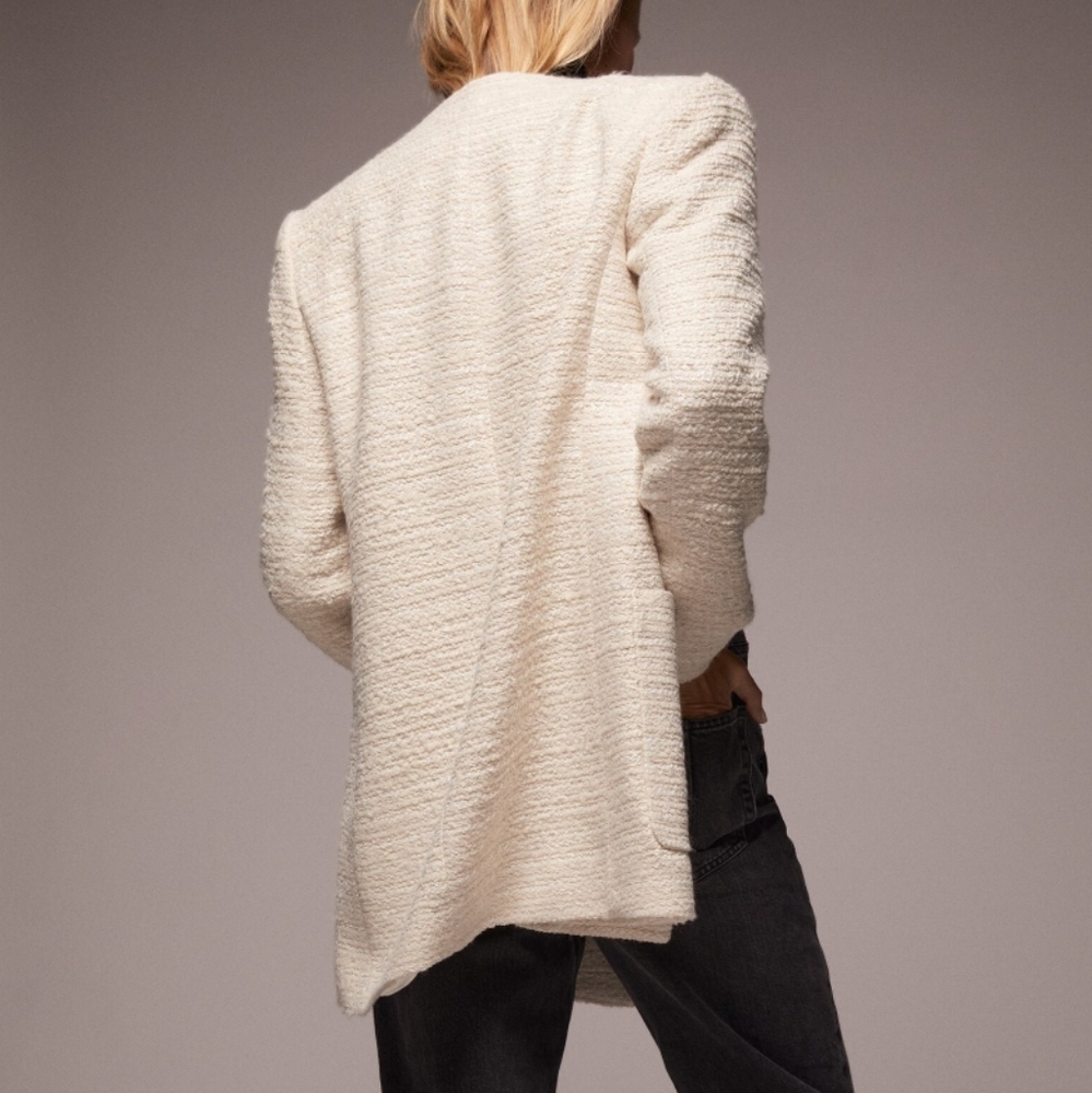 Zara Textured Tweed Double Breasted Blazer  size XS - Picture 10 of 11